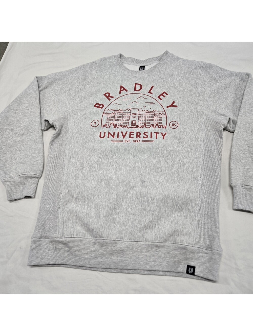 EUC Sz LARGE Bradley Braves Uscape Premium Heavyweight Sweatshirt Grey Pullover